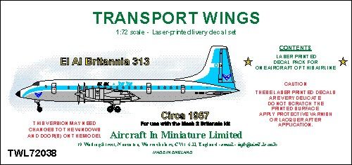 AIM - Transport Wings TWL72038 1:72 El Al Bristol Britannia 313