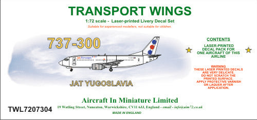 AIM - Transport Wings TWL7207304 1:72 Boeing 737-300 decal set