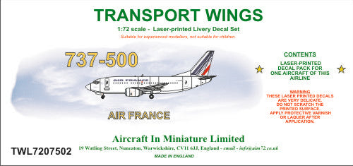 AIM - Transport Wings TWL7207502 1:72 Boeing 737-500 decal set