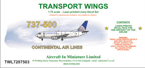 AIM - Transport Wings TWL7207503 1:72 Boeing 737-500 decal set
