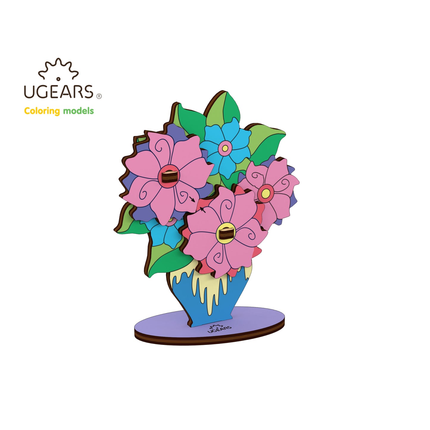 UGEARS 10008 3D Colouring Model Bouquet Wooden Model Kit