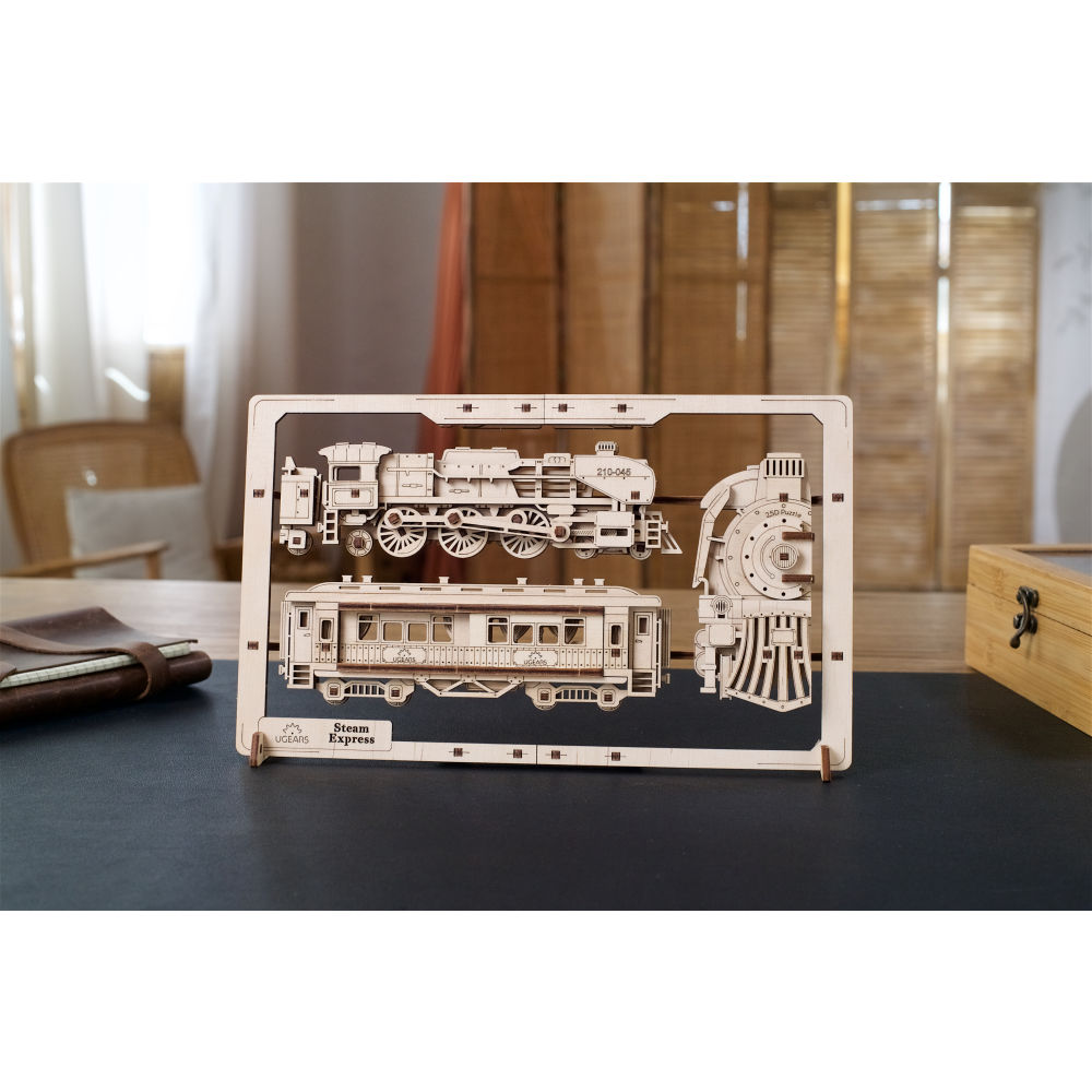 UGEARS 70207 Steam Express 2.5D Puzzle Wooden Model Kit