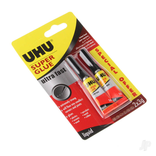 UHU Super Glue Ultra Fast Liquid Twin 2x3g 37420