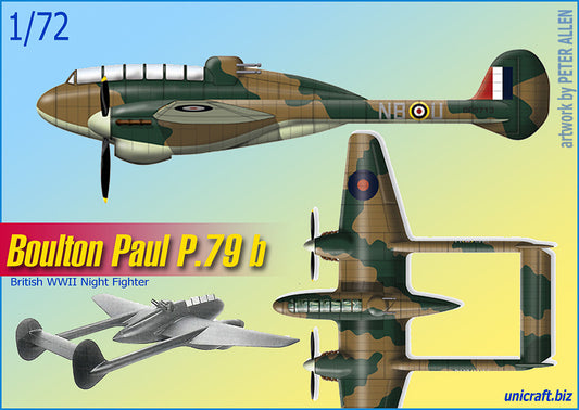 Unicraft UNI72127 1:72 Boulton-Paul P.79b British WWII Night Fighter