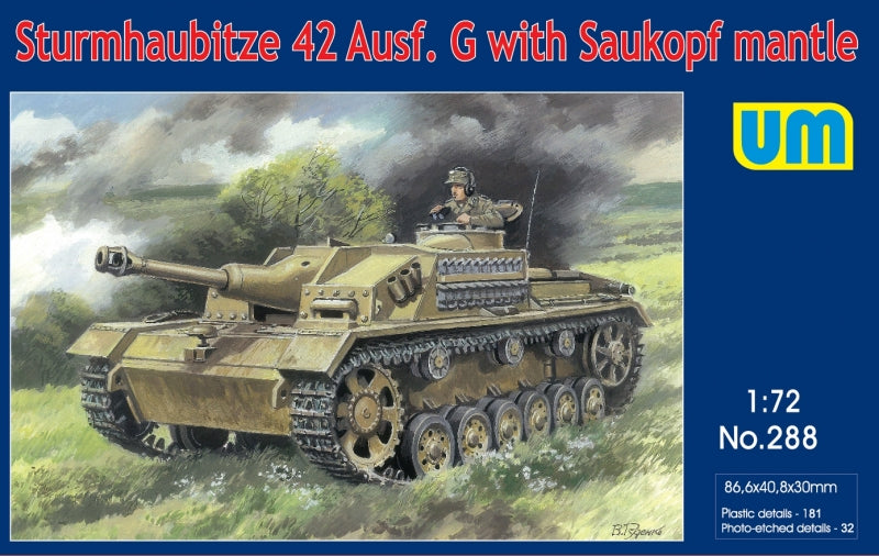 Unimodel UNIM288 1:72 Sturmhaubitze 42 Auf.G with Saukopf mantle
