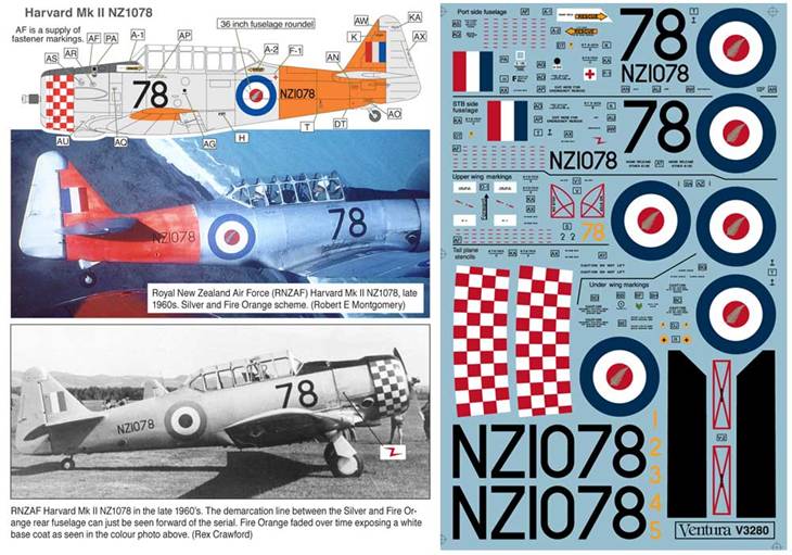 Ventura VA3280 1:32 RNZAF Harvard Silver Fern roundel Red Checkers aerobatic