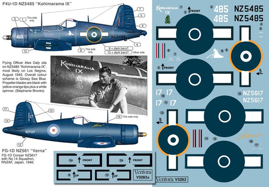 Ventura VA3282 RNZAF Vought F4U-1D/FG-1D Corsair Decals 1:32