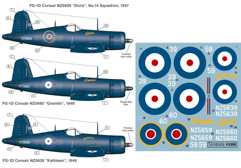 Ventura VA3290 1:32 RNZAF Vought FG-1D Corsairs, No.14 Squadron