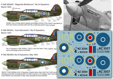 Ventura VA3296 RNZAF Curtiss P-40E Decals 1:32