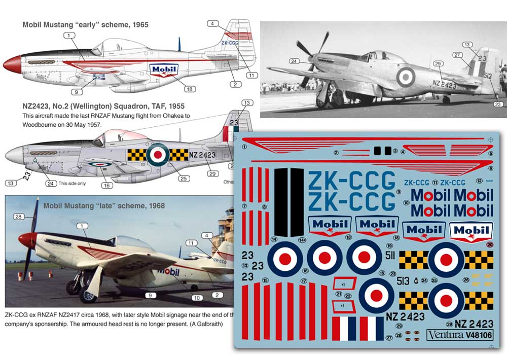 Ventura VA48106 RNZAF P-51D Mustang Mobil Decals 1:48