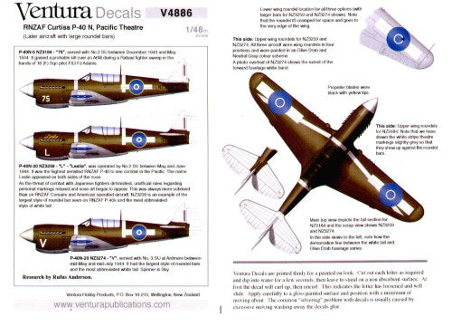 Ventura VA4886 1:48 RNZAF Curtiss P-40N, Pacific Theatre
