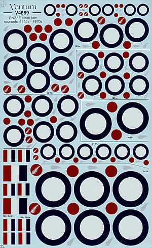 Ventura VA4889 1:48 RNZAF inches Silver fern leaf inches style roundels