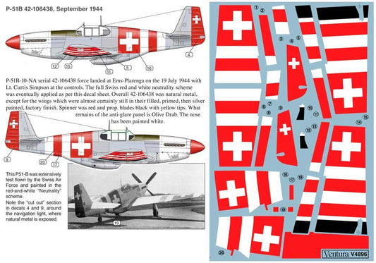 Ventura VA4896 1:48 Swiss "Neutrality" marked North-American P-51B Mustang