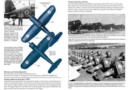 Ventura VA72099 RNZAF Vought FG-1D & Douglas C-47A Decals 1:72