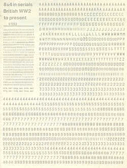 Ventura VA7253 1:72 RAF & Australian 8 & 4 inch GREY serial numbers & letters