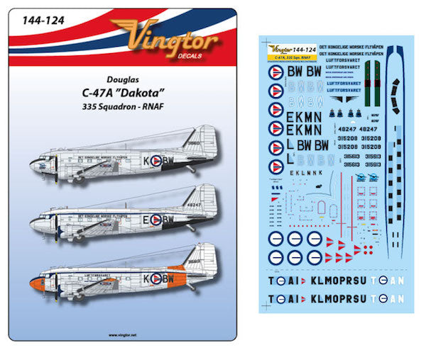 Vingtor Decals VTH144124 1:144 Douglas C-47A 'Dakota'