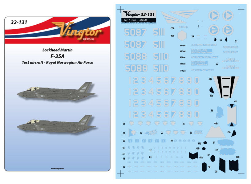 Vingtor Decals VTH32-131 1:32 Lockheed-Martin F-35A Lightning II
