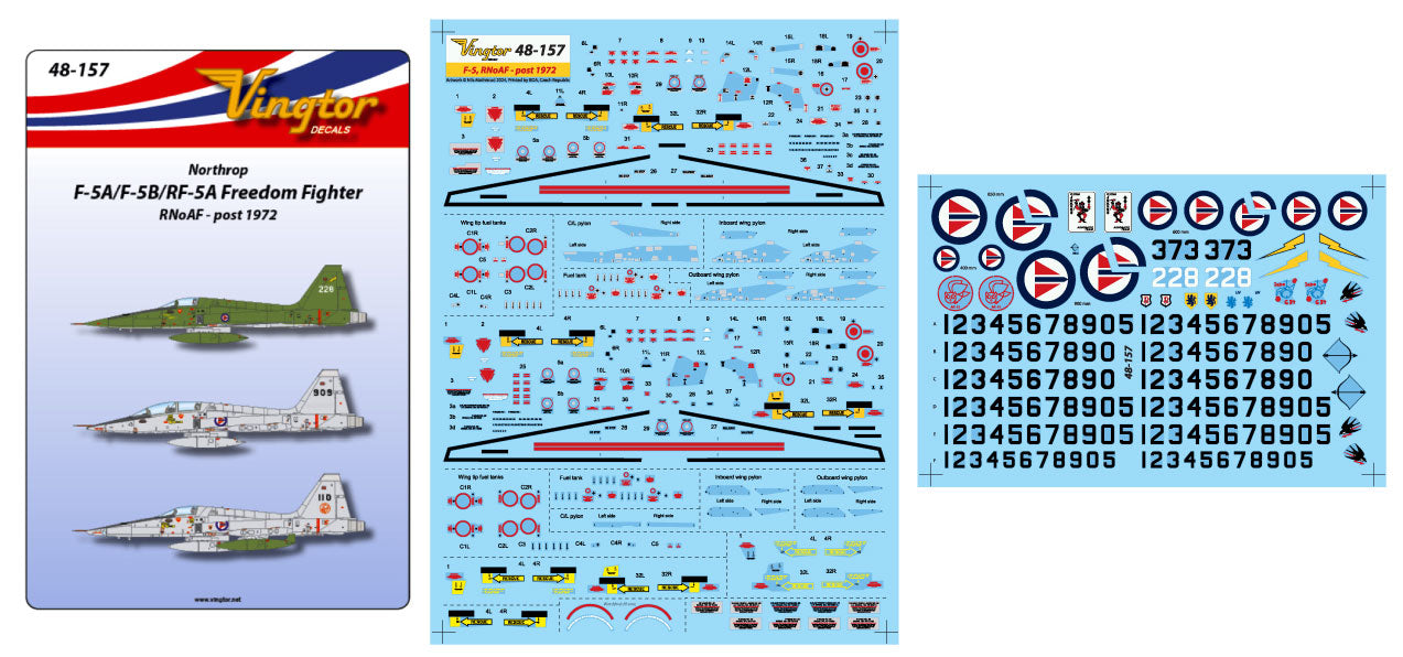 Vingtor Decals VTH48-157 1:48 Northrop F-5A/F-5B/RF-5A Freedom Fighter, RNoAF
