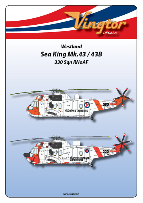 Vingtor Decals VTH48-129A Westland Sea King 330 Sqn RNoAF 1:48