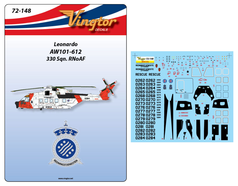 Vingtor Decals VTH72148 1:72 Leonardo AW101-612