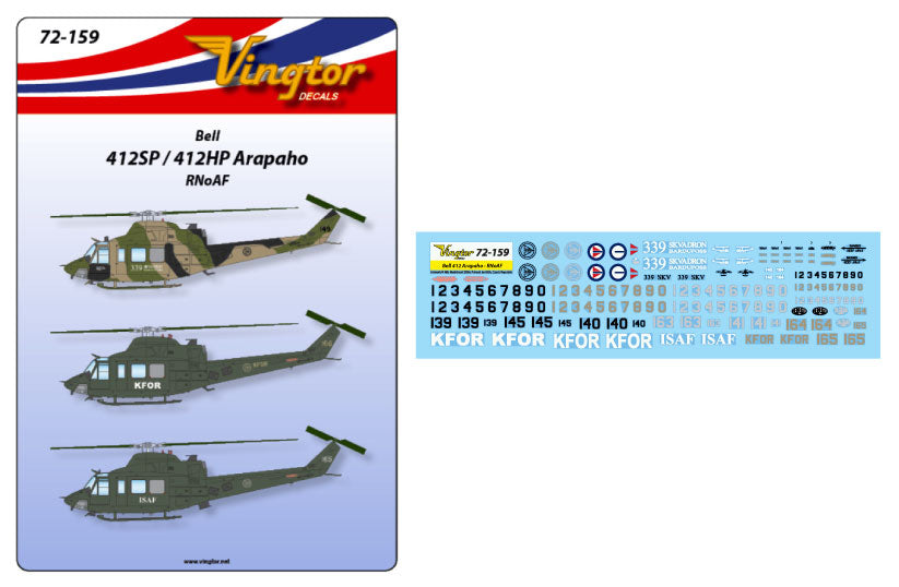 Vingtor Decals VTH72159 1:72 Bell 412SP / 412HP Arapaho, RNoAF