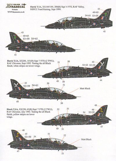 Xtradecal X32029 1:32 BAe Hawk T.1A Late overall black schemes