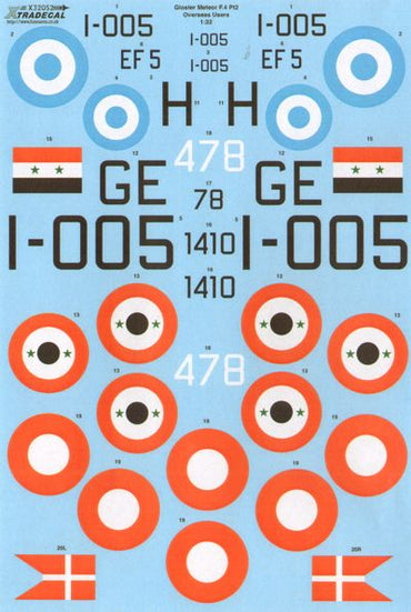 Xtradecal X32052 1:32 Gloster Meteor F.4 with Overseas Operators