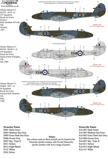 Xtradecal X32073 1:32 Gloster Meteor F.3 Collection