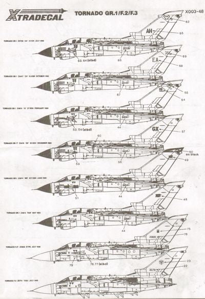 Xtradecal X48003 1:48 Panavia Tornado GR.1/F.2/F.3