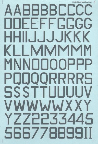Xtradecal X48022 RAF Medium Sea Grey 24in & 30in Code Letters 1:48