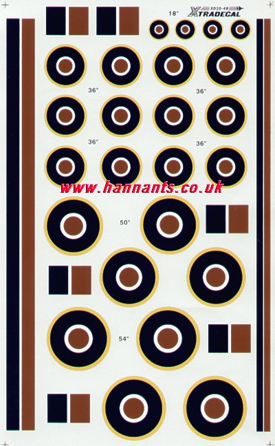 Xtradecal X48030 RAF National Insignia Roundels C1 Type & Fin Flashes 1:48