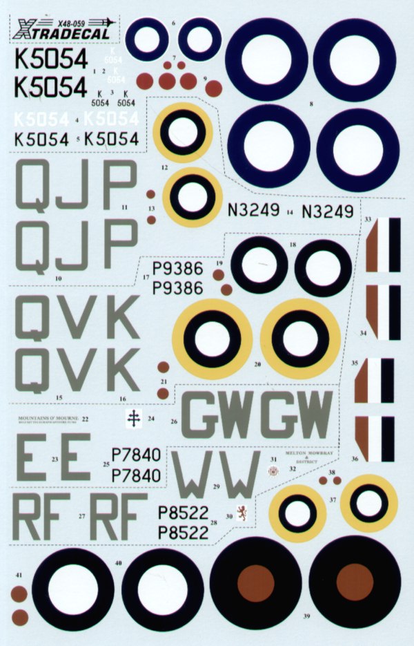 Xtradecal X48059 Supermarine Spitfire Mk.I & Mk.II Collection 1:48
