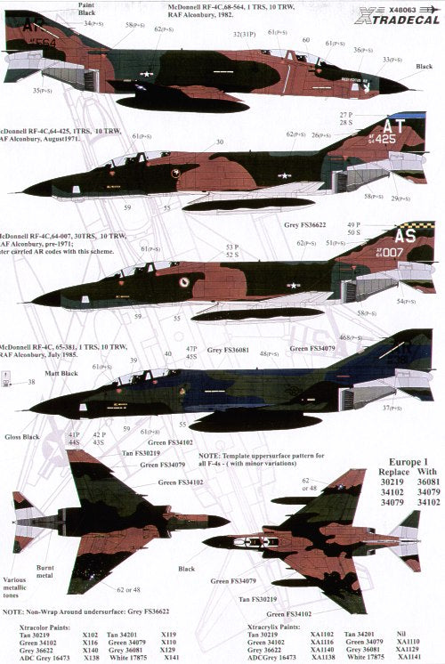 Xtradecal X48063 USAFE McDonnell F-4D & RF-4C Phantom in UK Pt 2 1:48