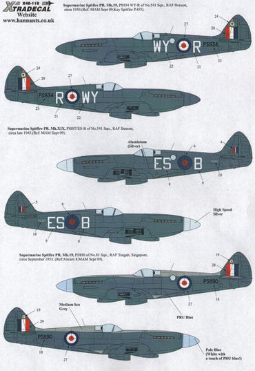 Xtradecal X48118 1:48 Supermarine Spitfire PR Mk.XIX