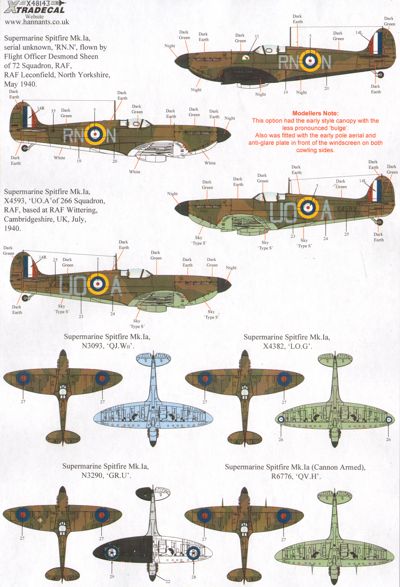 Xtradecal X48143 Supermarine Spitfire Mk.Ia Battle of Britain Pt 1 1:48