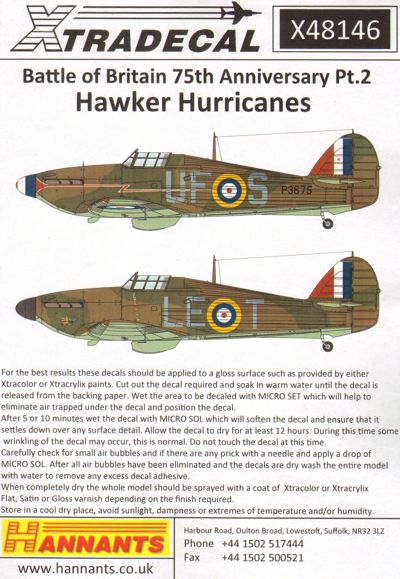 Xtradecal X48146 1:48 Hawker Hurricane Mk.I 1940 Battle of Britain Pt.2