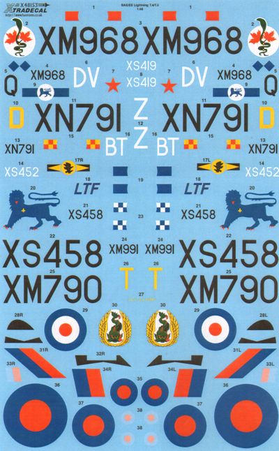Xtradecal X48153 1:48 BAC/EE Lightning T.4/T.5