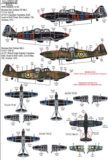Xtradecal X48157 1:48 Boulton-Paul Defiant Mk.I/NF.II/ ASR.Mk.I