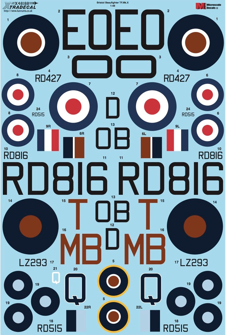 Xtradecal X48188 1:48 Bristol Beaufighter TF
