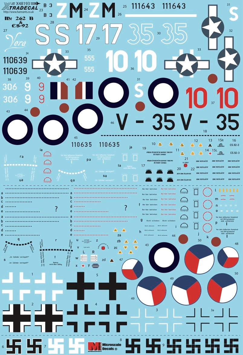 Xtradecal X48193 1:48 Messerschmitt Me-262B-1a