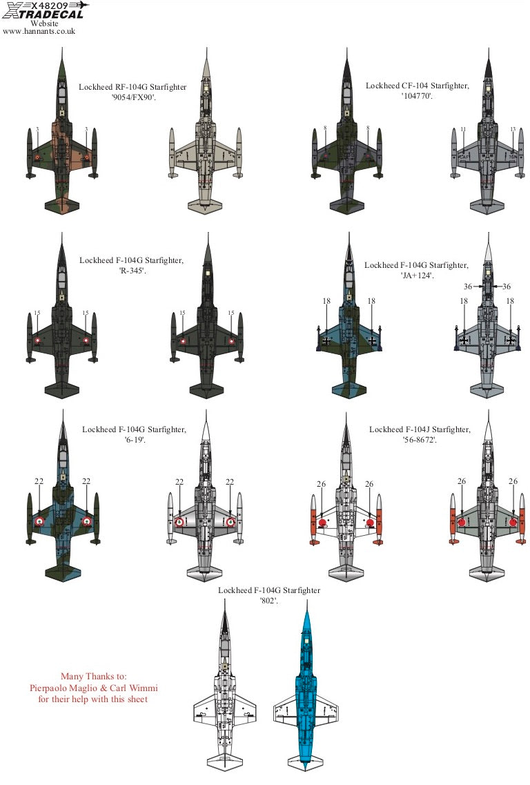 Xtradecal X48209 1:48 Lockheed F-104 Starfighter Collection Pt2