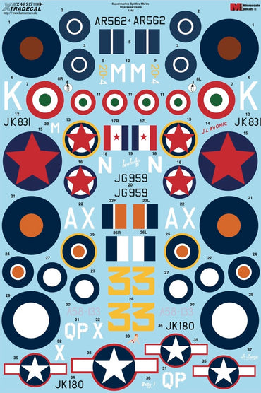 Xtradecal X48217 1:48 Supermarine Spitfire Mk.Vc Overseas Users