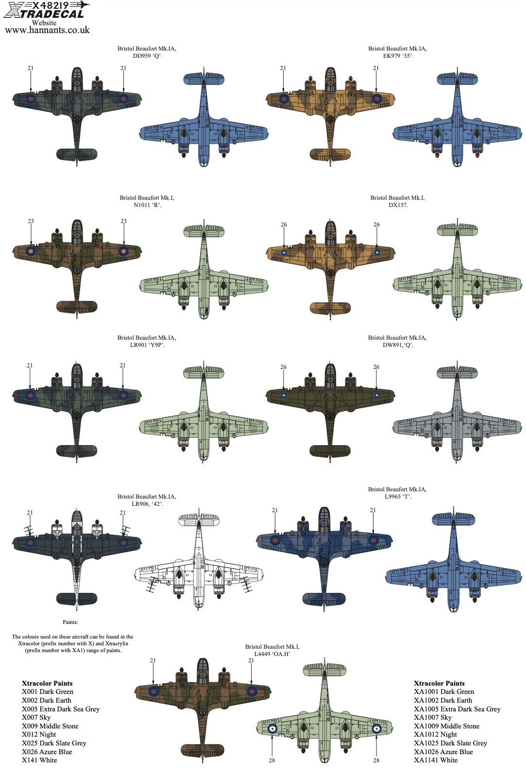 Xtradecal X48219 1:48 Bristol Beaufort Mk.I/IA Collection Pt1
