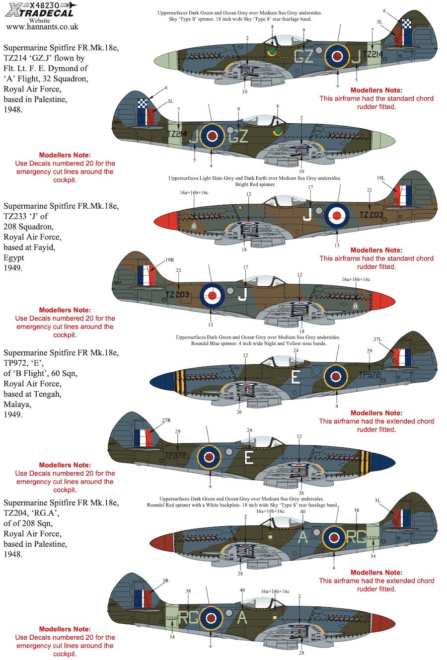 Xtradecal X48230 1:48 Supermarine Spitfire F Mk.XVIII Collection