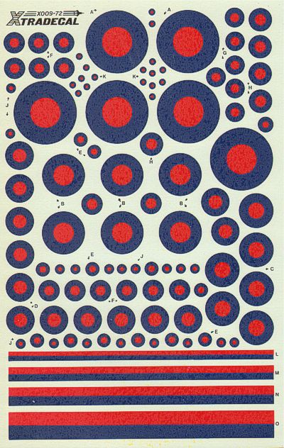 Xtradecal X72009 Post War RAF Low Vis Roundels and Fin Flashes 1:72