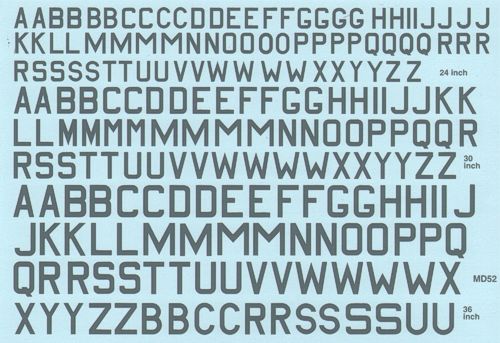 Xtradecal X72145 RAF WWII M/S Grey Code Letters 24/30/36 inch 1:72