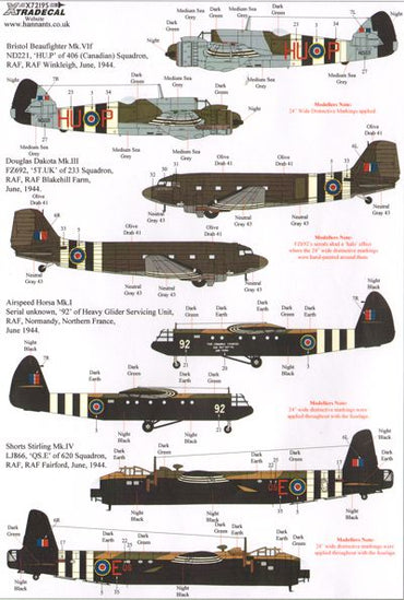 Xtradecal X72195 D-Day 70th Anniv Pt 2 RAF Multi-Engine and Glider 1:72