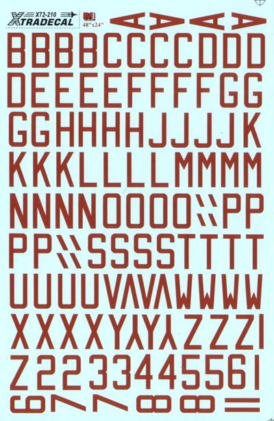 Xtradecal X72210 RAF WWII Dull Red Bomber Code Letters 48 inch 1:72