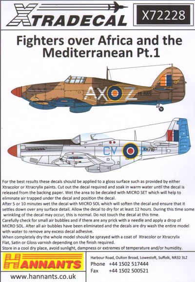 Xtradecal X72228 1:72 Fighters Over Africa and the Mediterranean Pt.1