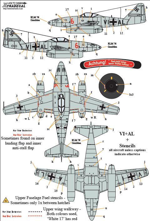 Xtradecal X72269 1:72 Messerschmitt Me-262A-1a / U3 / A2A / S-92